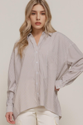 0913 Long Sleeve Oversize Y/D Stripe Shirt SI-28291