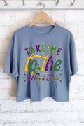 Take Me To the Mardi Gras Graphic Long Crop Top