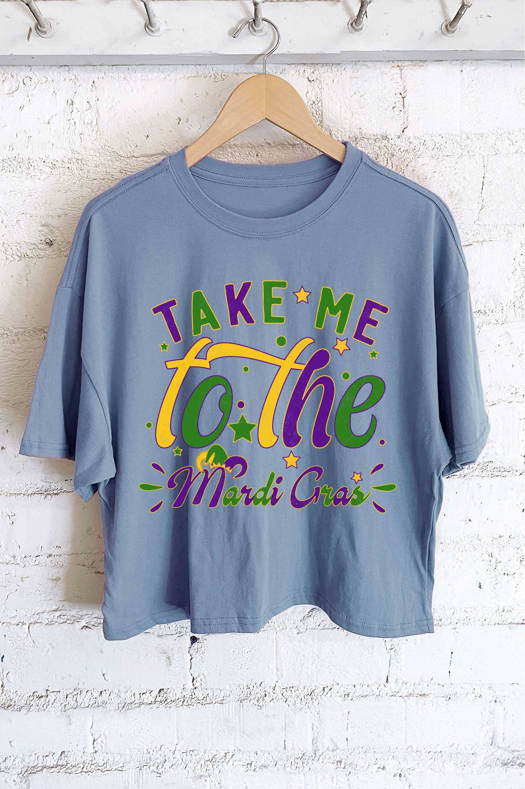 Take Me To the Mardi Gras Graphic Long Crop Top