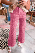 66 Western Leopard Love Edge Wide Leg High Waist Jeans
