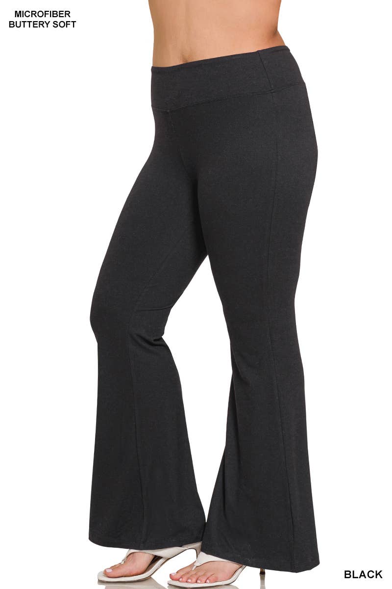 ,,._ SI-27007 Plus Buttery Soft Flare Leg High Waist Yoga Pants