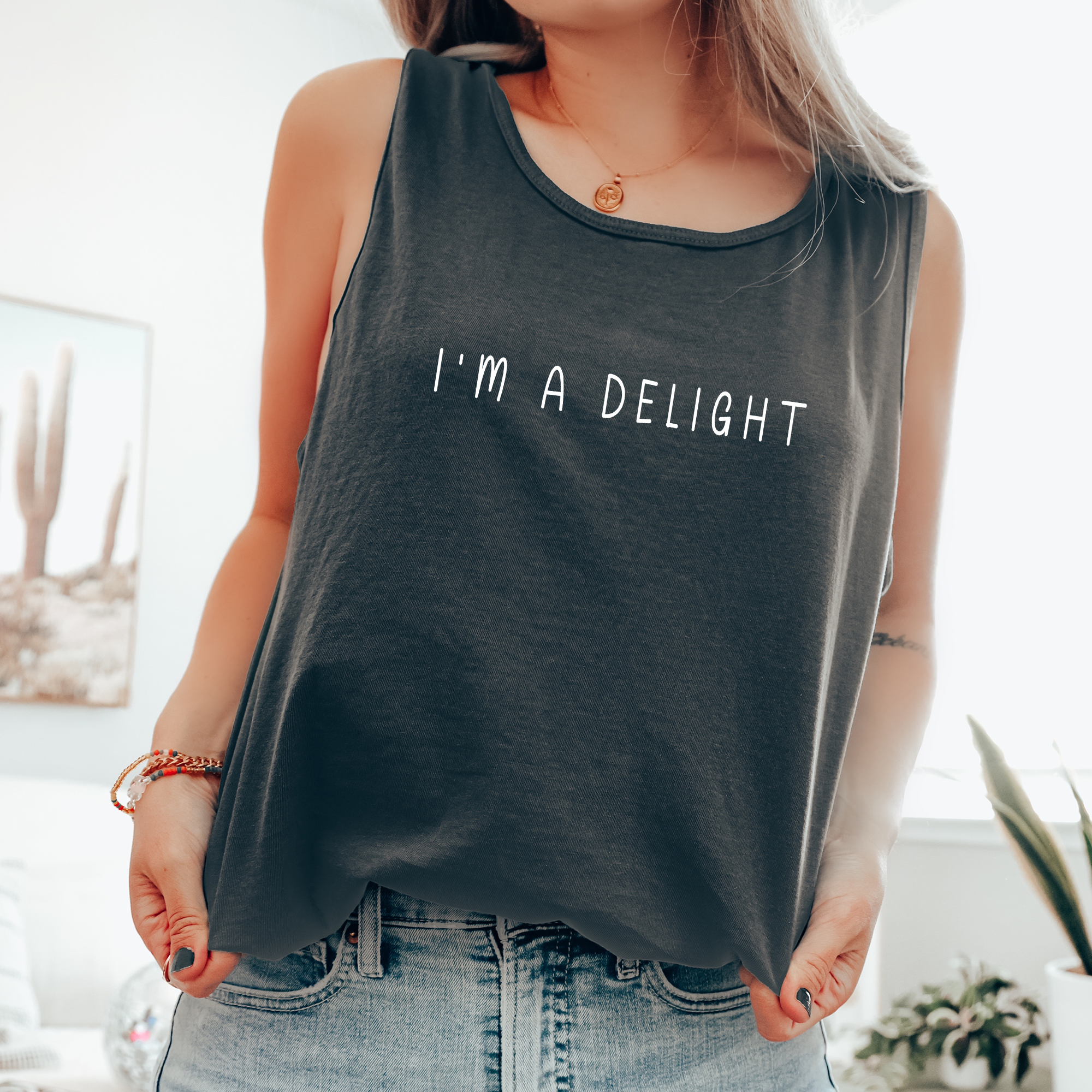 I'm A Delight, Sassy, Sarcastic, Minimalist, Funny Tank Top