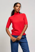 Mock Neck Half Sleeve Knit Top