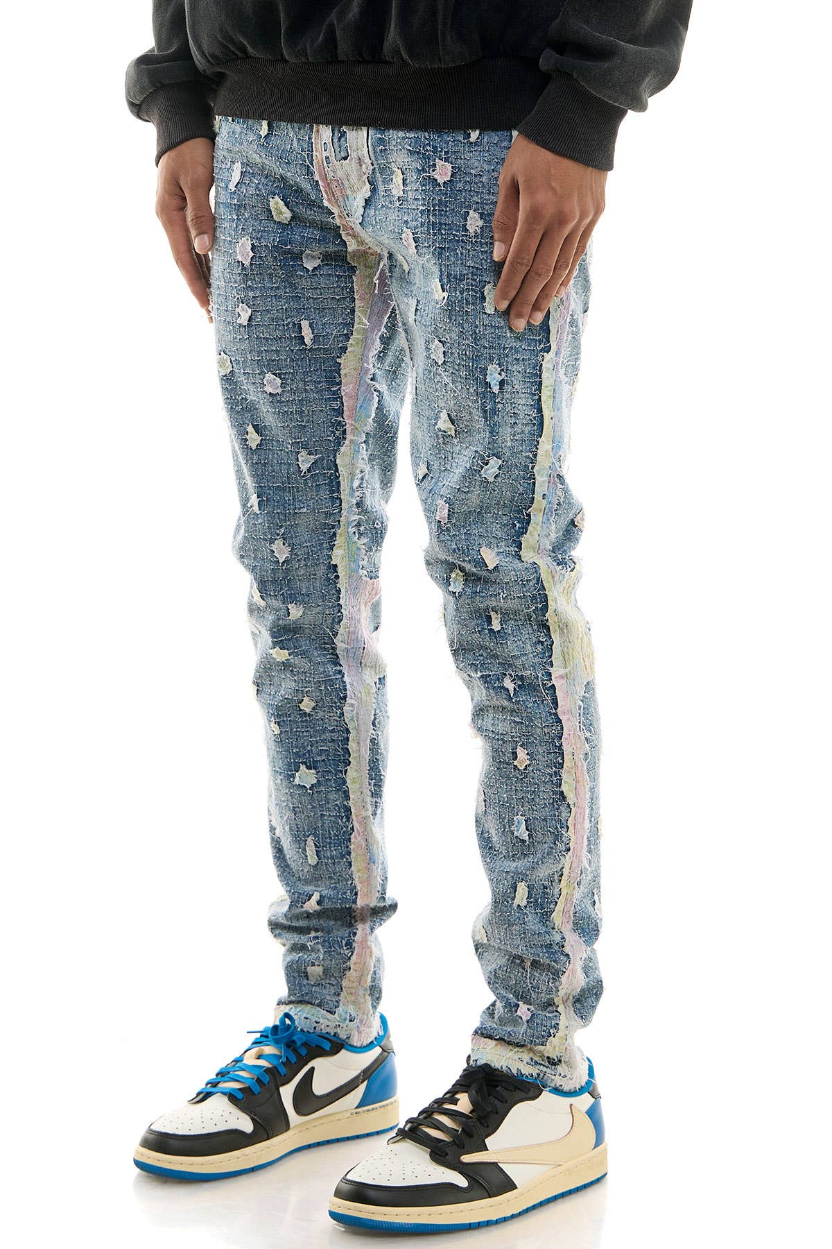 Mesh Patched Skinny Jeans