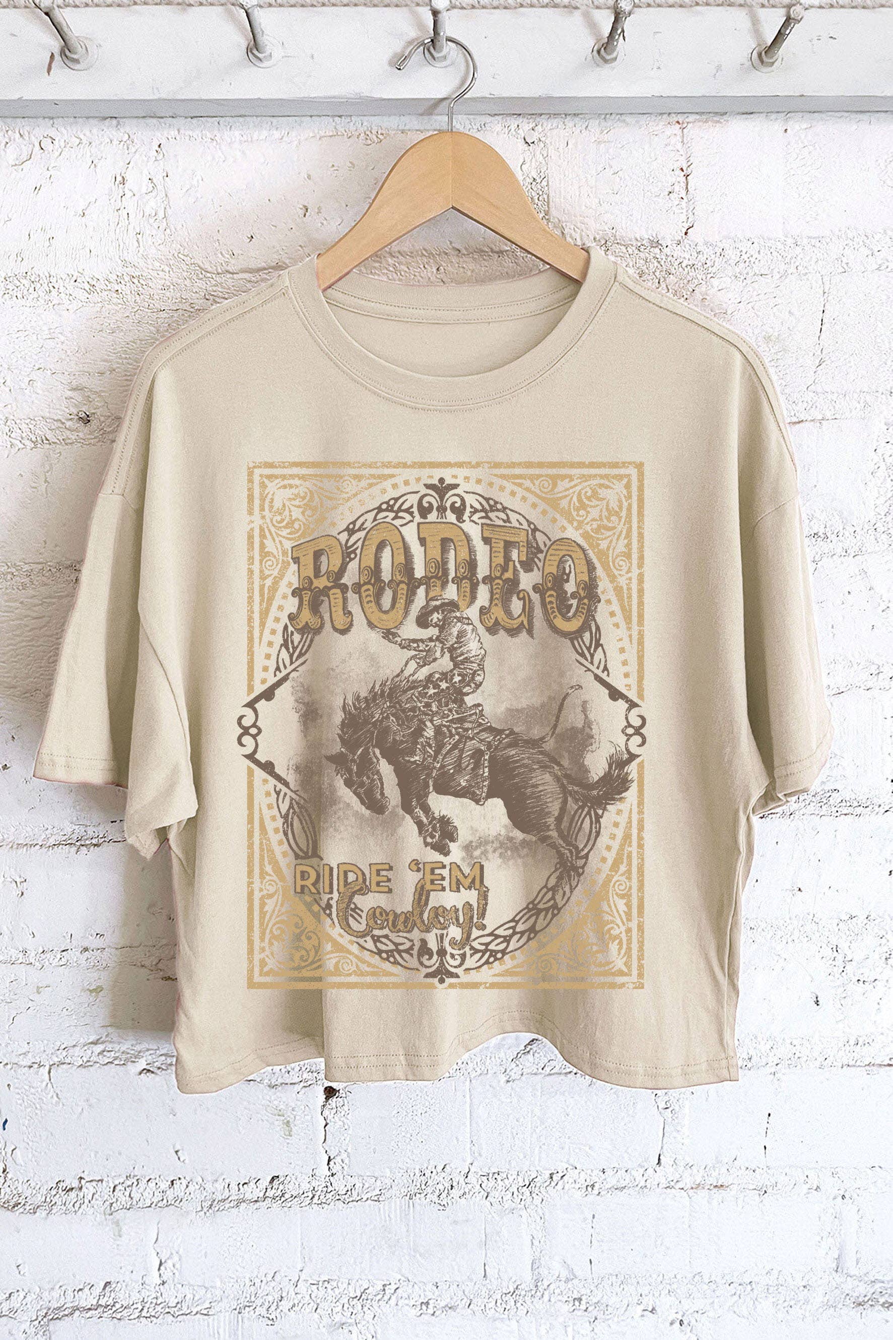 Howdy Cowboy Hand Drawn Graphic Crop Top