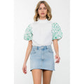 Embroidered Puff Sleeve Top