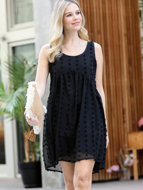 ".....42POPS Swiss Dot Babydoll Dress w/ Lining