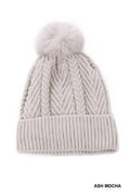 0114 Warm Woven Knitted Lined Pom Beanie SI-27144