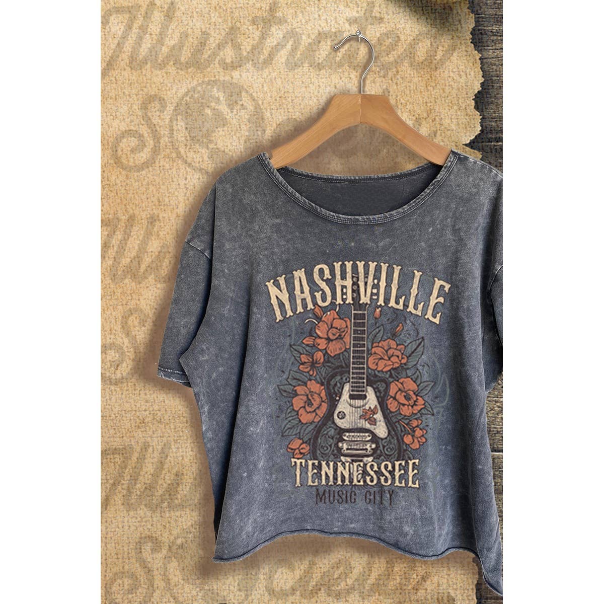 Nashville Vintage Graphic Mineral Wash Crop Top