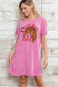 Women Cheetah Graphic Print Mineral Wash Dress
