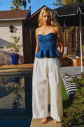 IP5551 Overlapping Wrap Waist Tie Wide Leg Pants