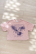 America the Beautiful Cropped Mineral Washed Graphic Top