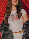 Puppy Love Valentine's Day Pink Micro Cropped Tee
