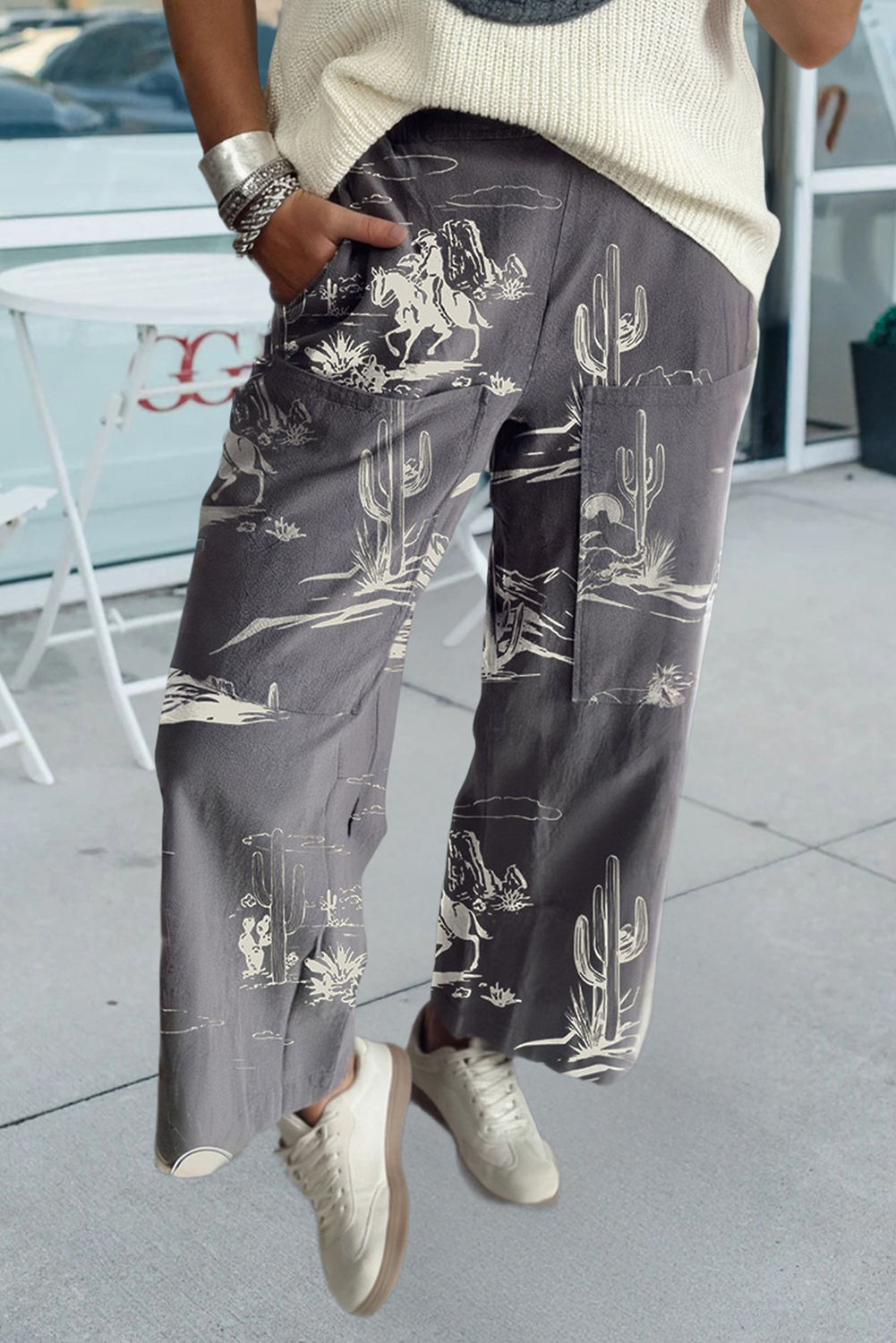Western Wild West Riding Vintage Printed Shift Jeans