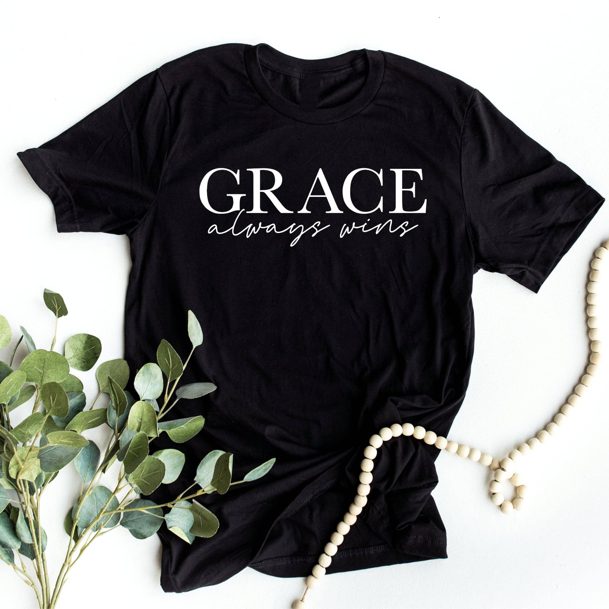 Christian Grace Upon Grace Black Bella Women's Graphic Tee