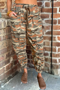 Camouflage Printed Elastic Waist Balloon Pants (S-4X)