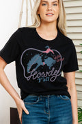 Women Howdy Graphic Print Short Sleeve Top