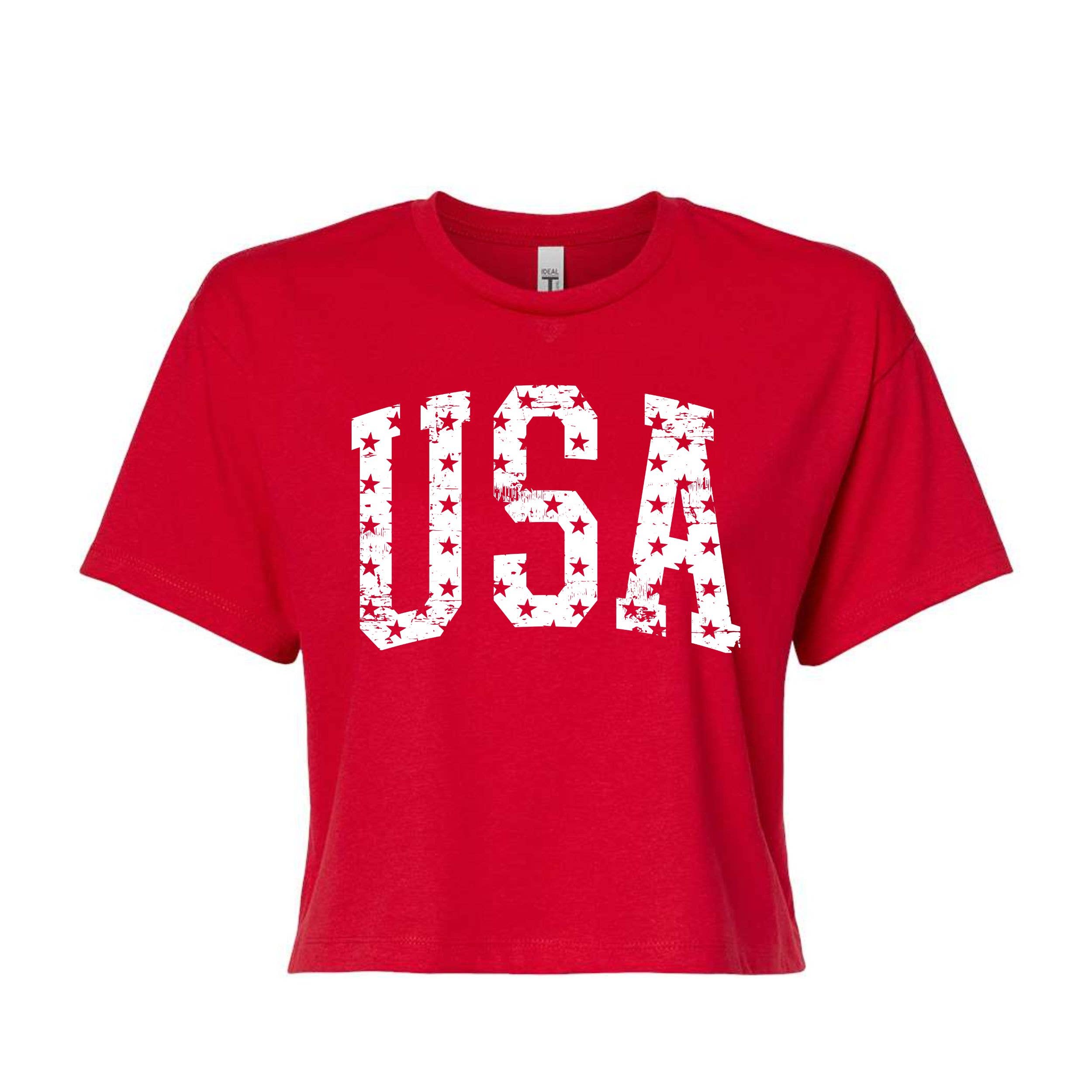 USA Stars Crop Top  Graphic T-Shirt