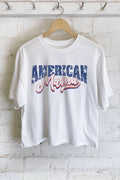 American Mama Graphic Long Crop Top