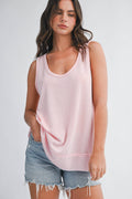 8481HN Textured Scoop Neck Relaxed Tank