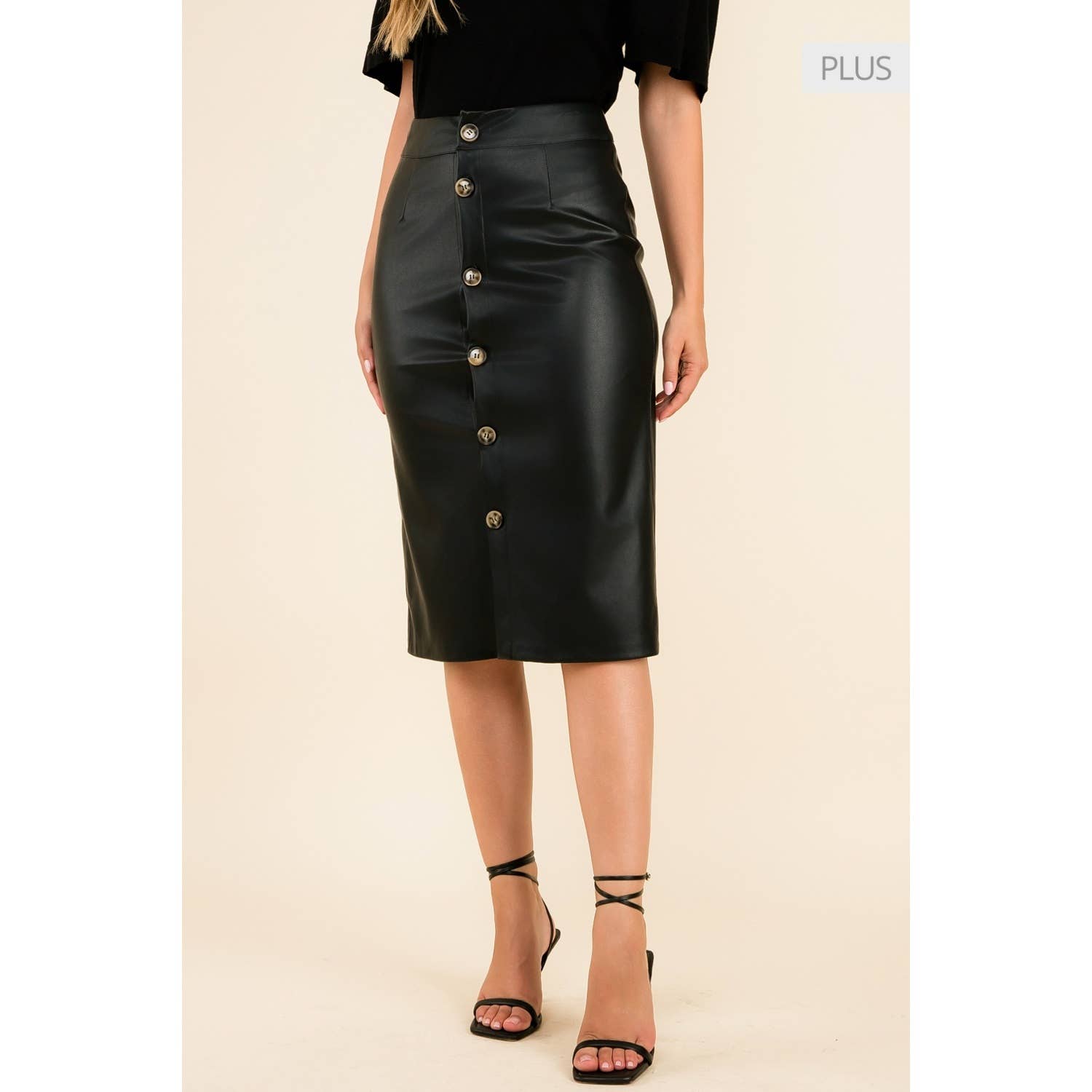 /Size Xl/ Faux Leather Button Front Midi Skirt