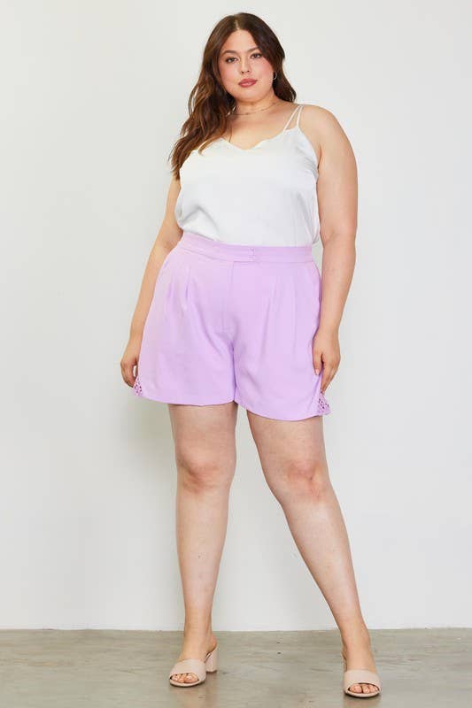 Plus Size Shorts with Crochet Trim