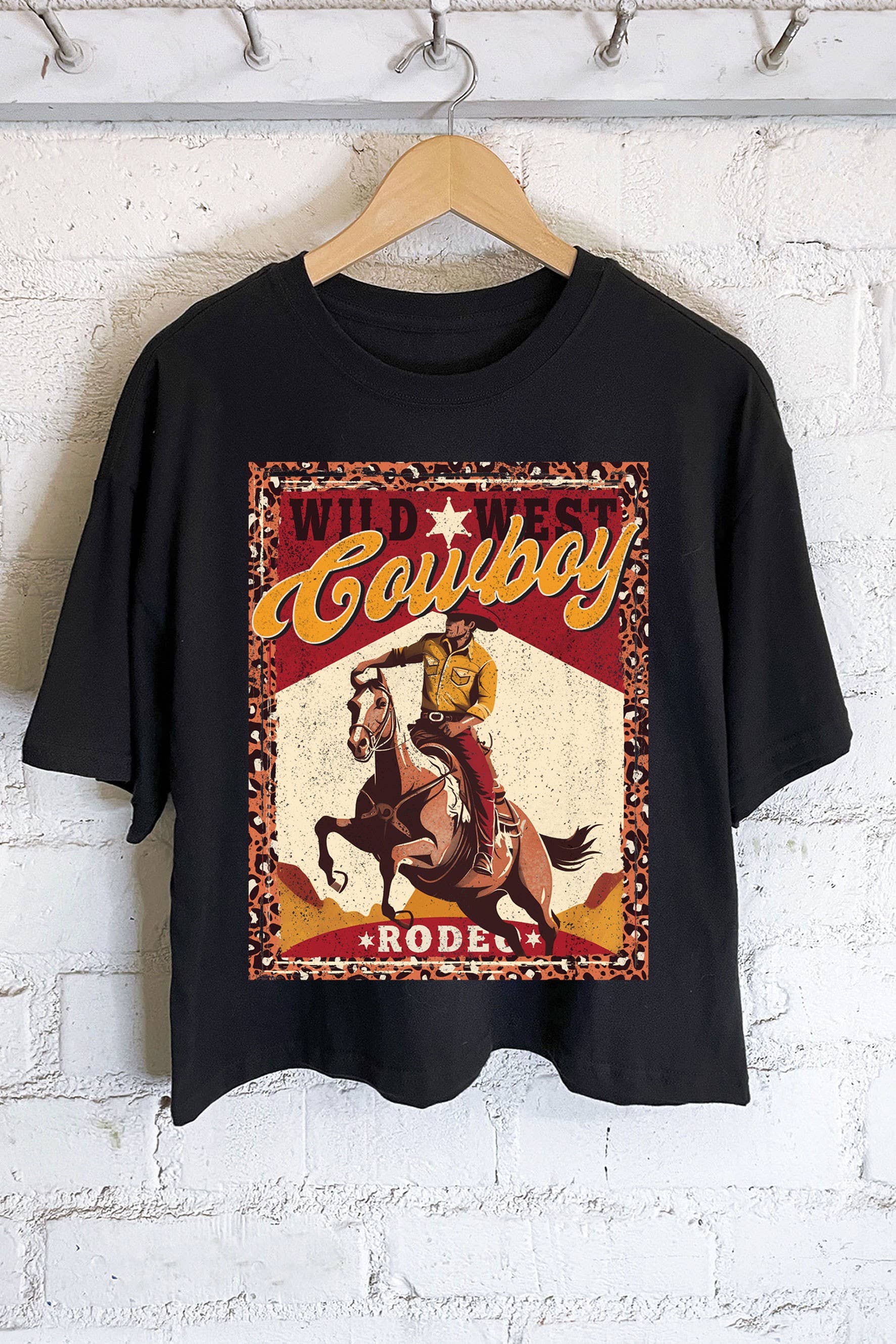 Wild West Rodeo Cowboy Graphic Long Crop Top
