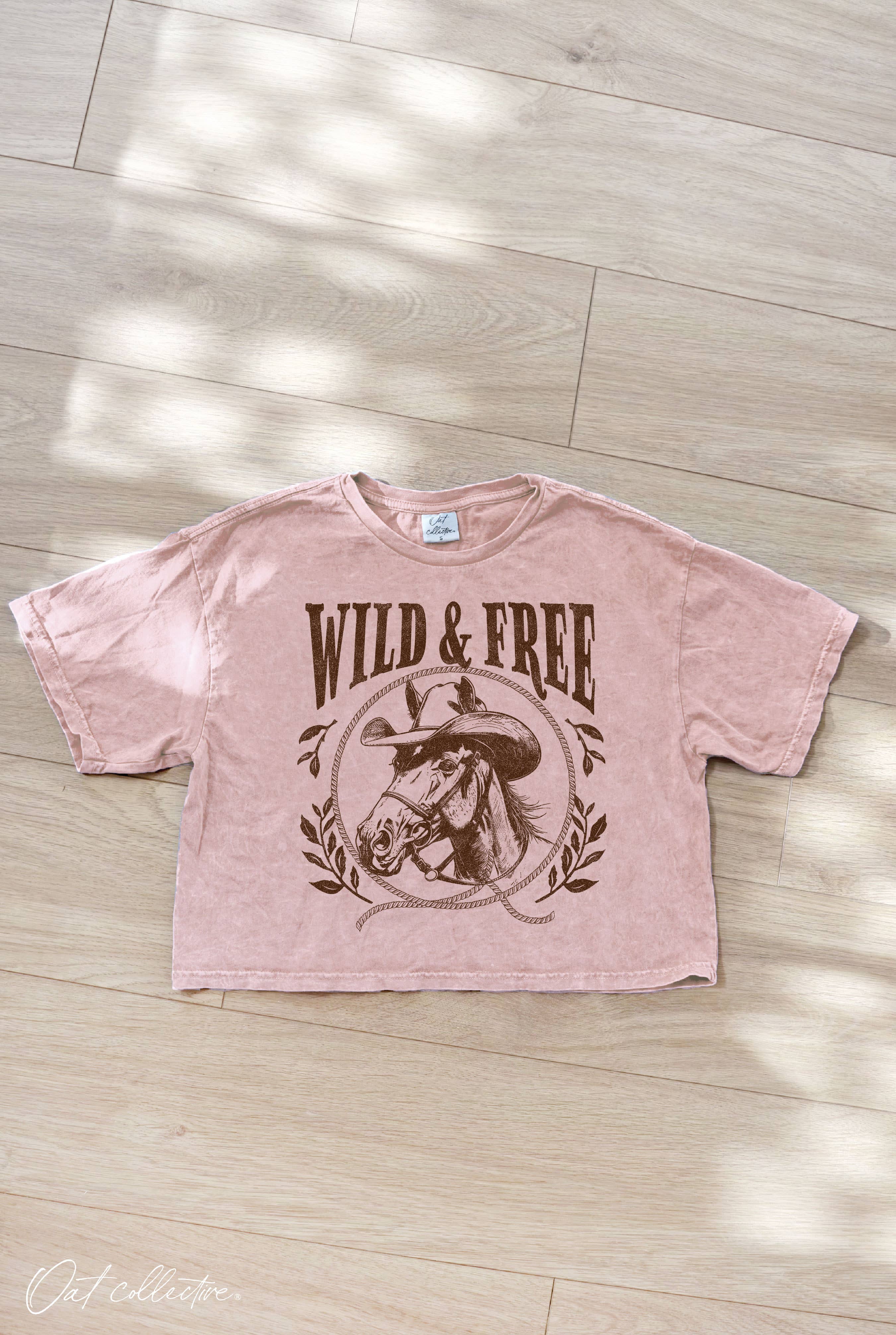 Wild and Free Cropped Mineral Graphic Top