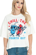 Chill the Fourth Out - Graphic Print Cropped Top