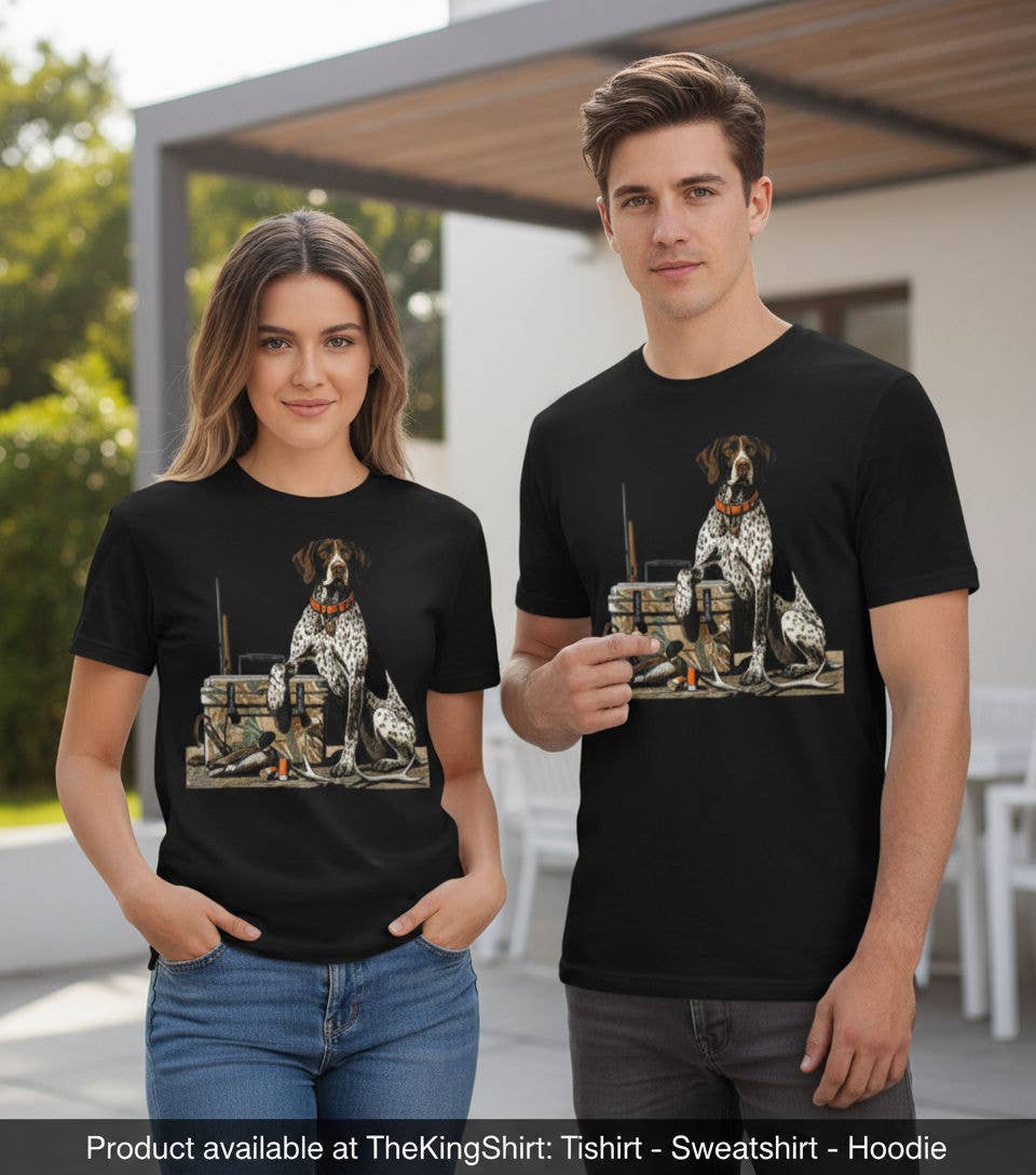 Pointer Dog On Cooler Hunting Graphic Tee Shirts