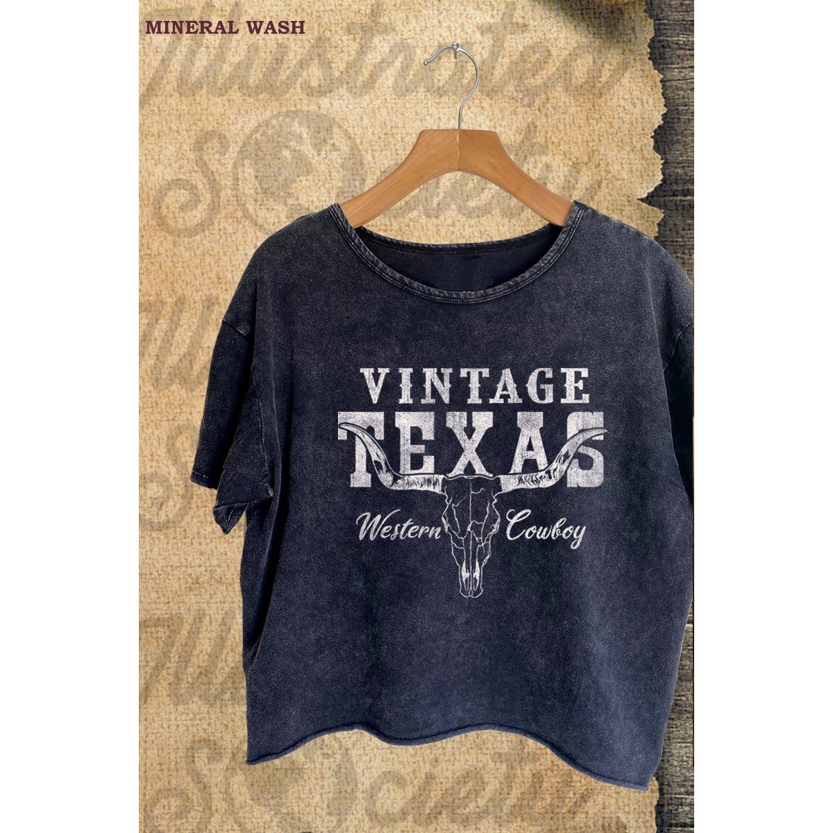 Vintage Texas  Vintage Graphic Mineral Wash Crop Top