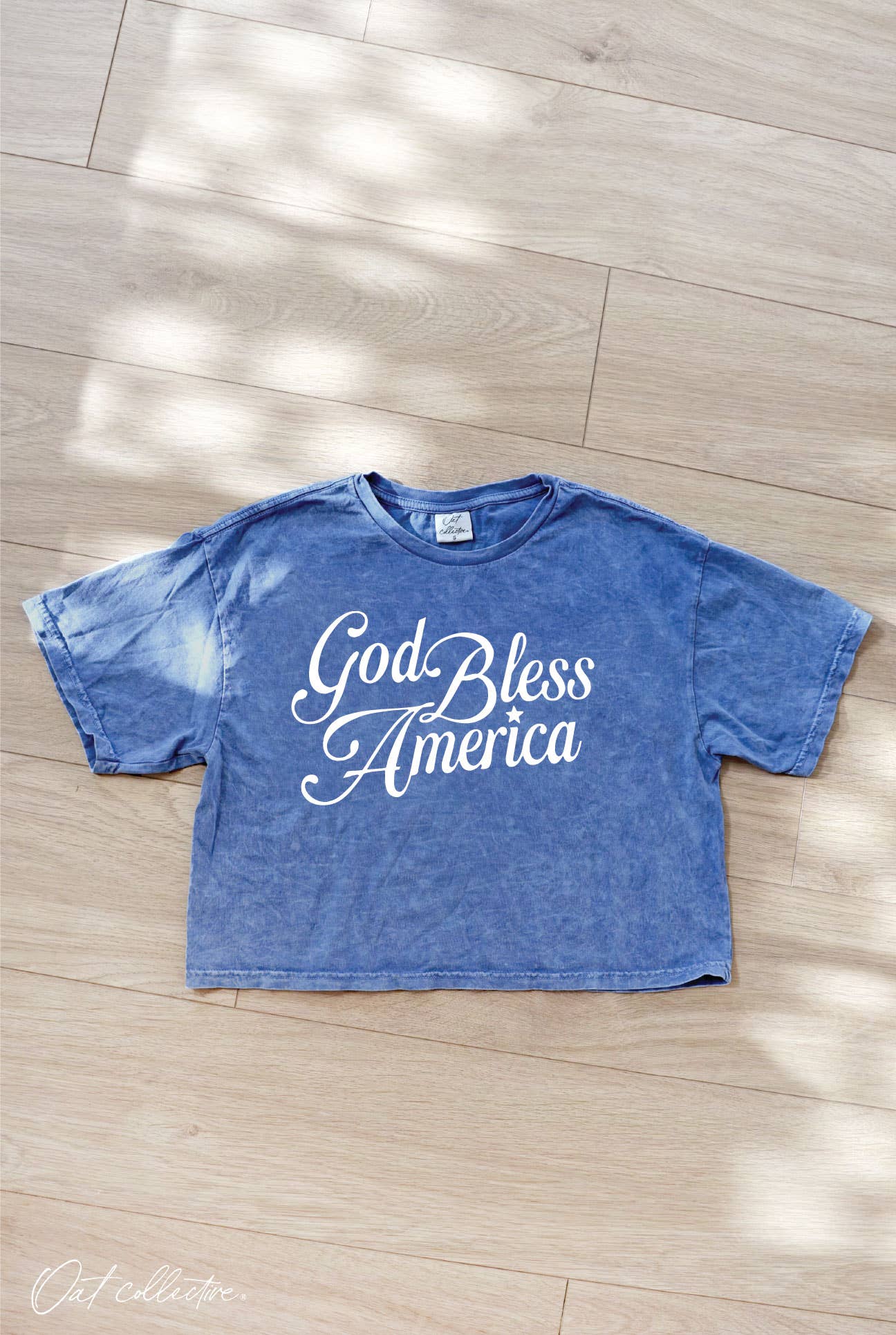 God Bless America Cropped Mineral Graphic Top