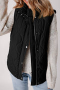 Textured Button Zipped Puffer Vest Jacket (S-2XL)