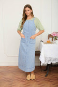 Washed Denim Sleeveless Midi Dress