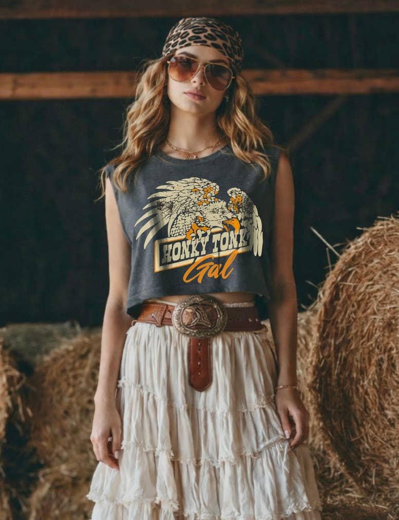 Honky Tonk Gal Midriff Boxy Muscle Crop Top