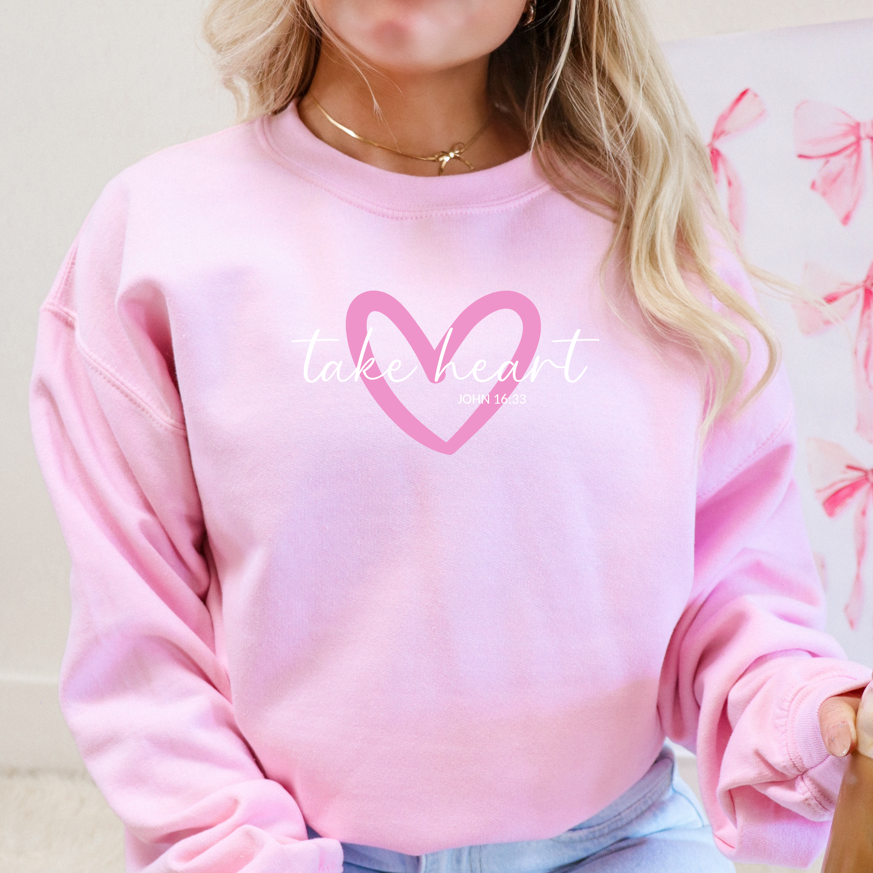 Take Heart Cozy Crewneck Christian Valentine Sweatshirt