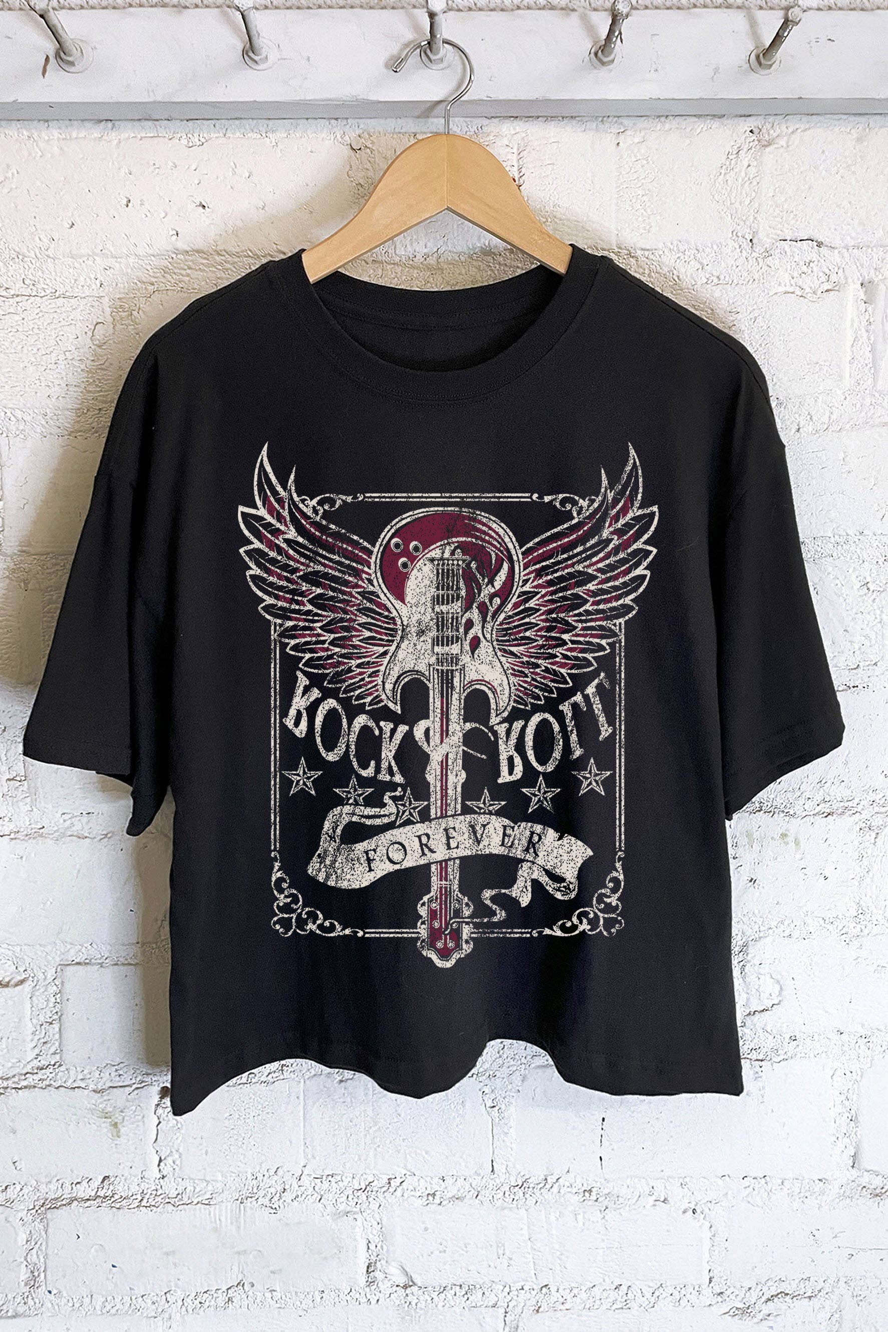 Rock and Roll Graphic Long Crop Top
