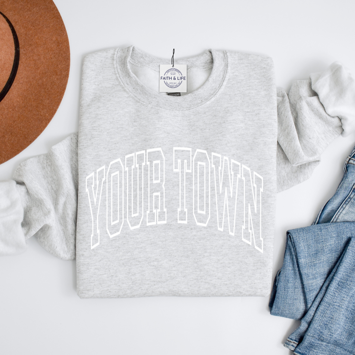Custom Town Name Varsity Letter Local Pride Sweatshirt
