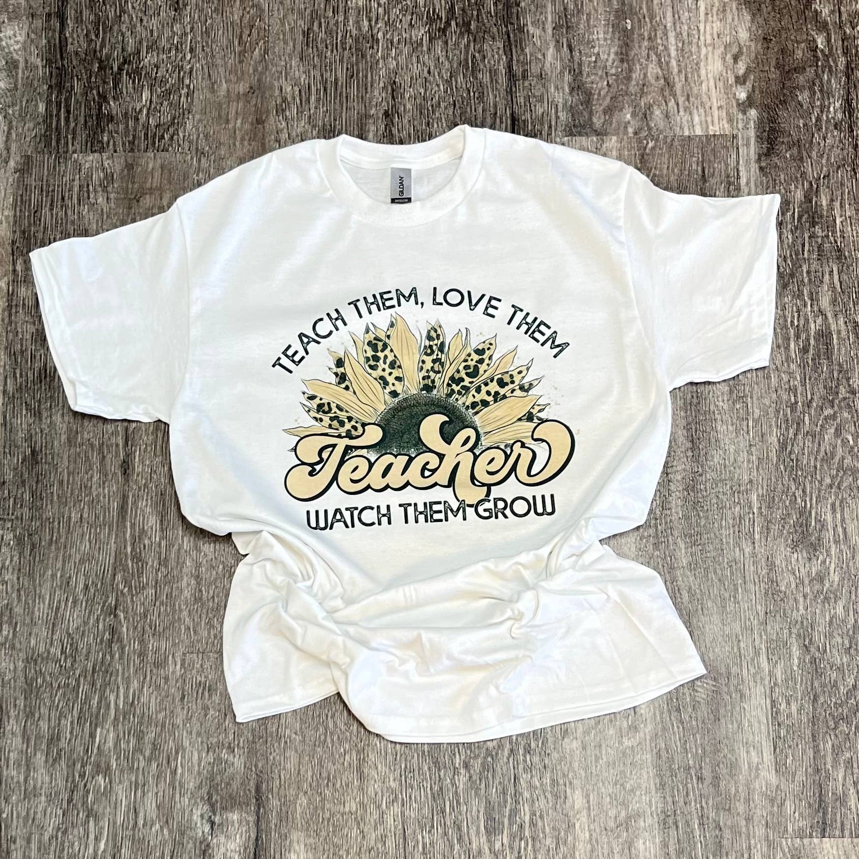 Teach Them Love Them Teacher Sunflower On White Tee
