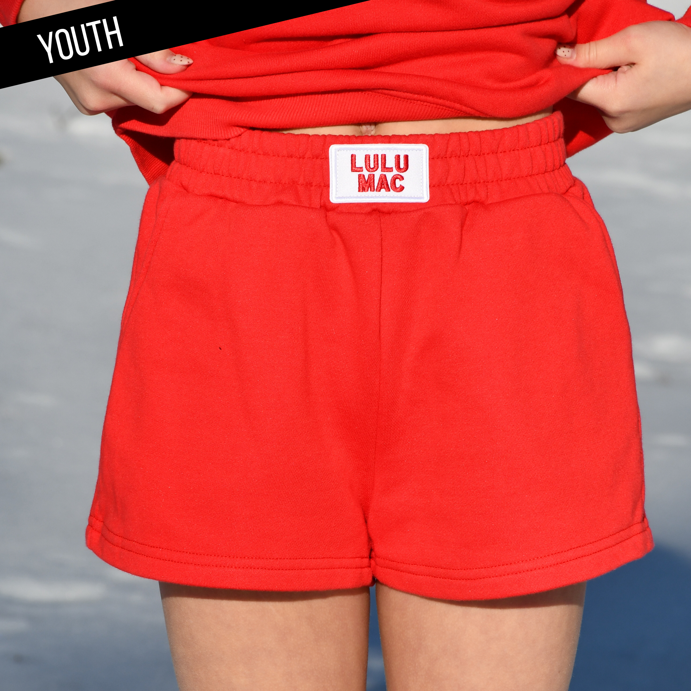 KD-SH-1001 Kid Terry Cloth Shorts -Red