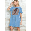 Leopard Print Lighting Bolt  - Mineral Wash Dress