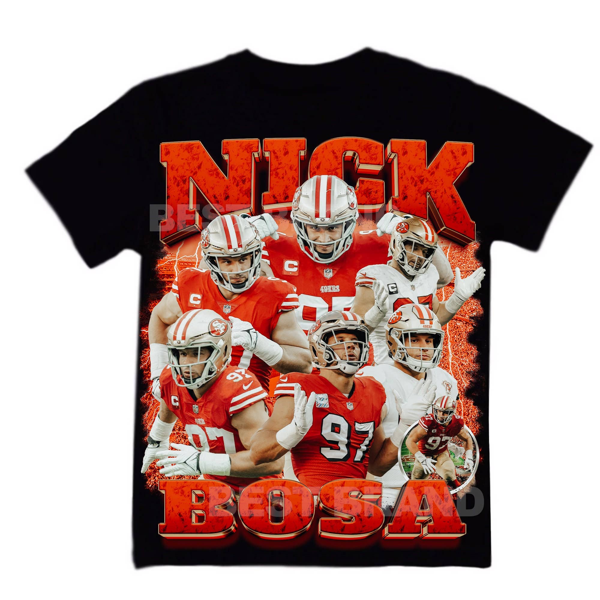Nick Bosa Retro 90s Vintage Bootleg Football Tee Design