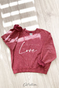 Above All, Love Cropped Thermal Vintage Pullover