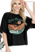 Women Zion Canyon Graphic Print Short Crop Top