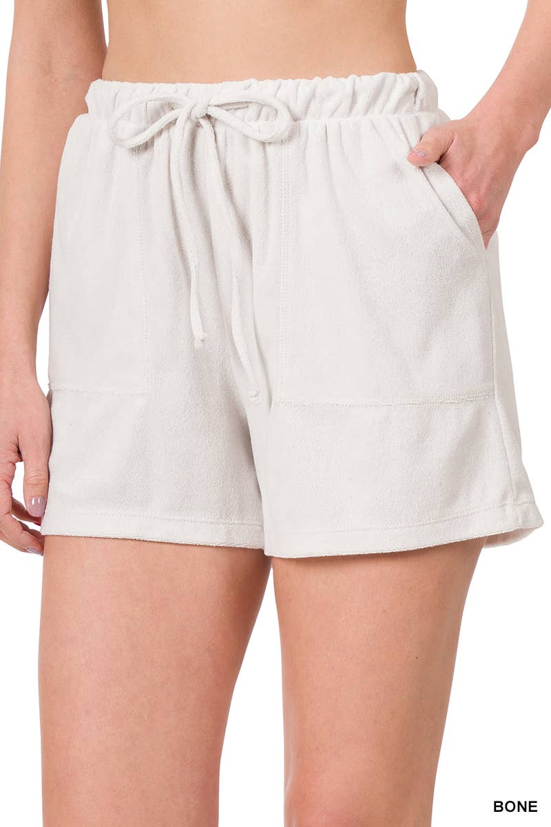 ....SI-22367 Loop Terry Drawstring Waist Shorts with Pockets