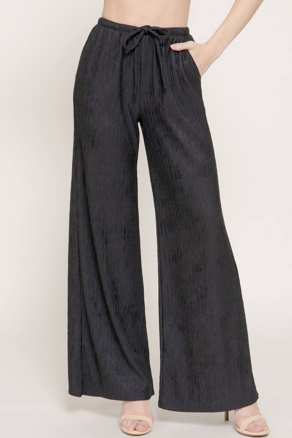._ 0123 Waistband Crinkle Knit Long Pants w/ Pockets SI-27839