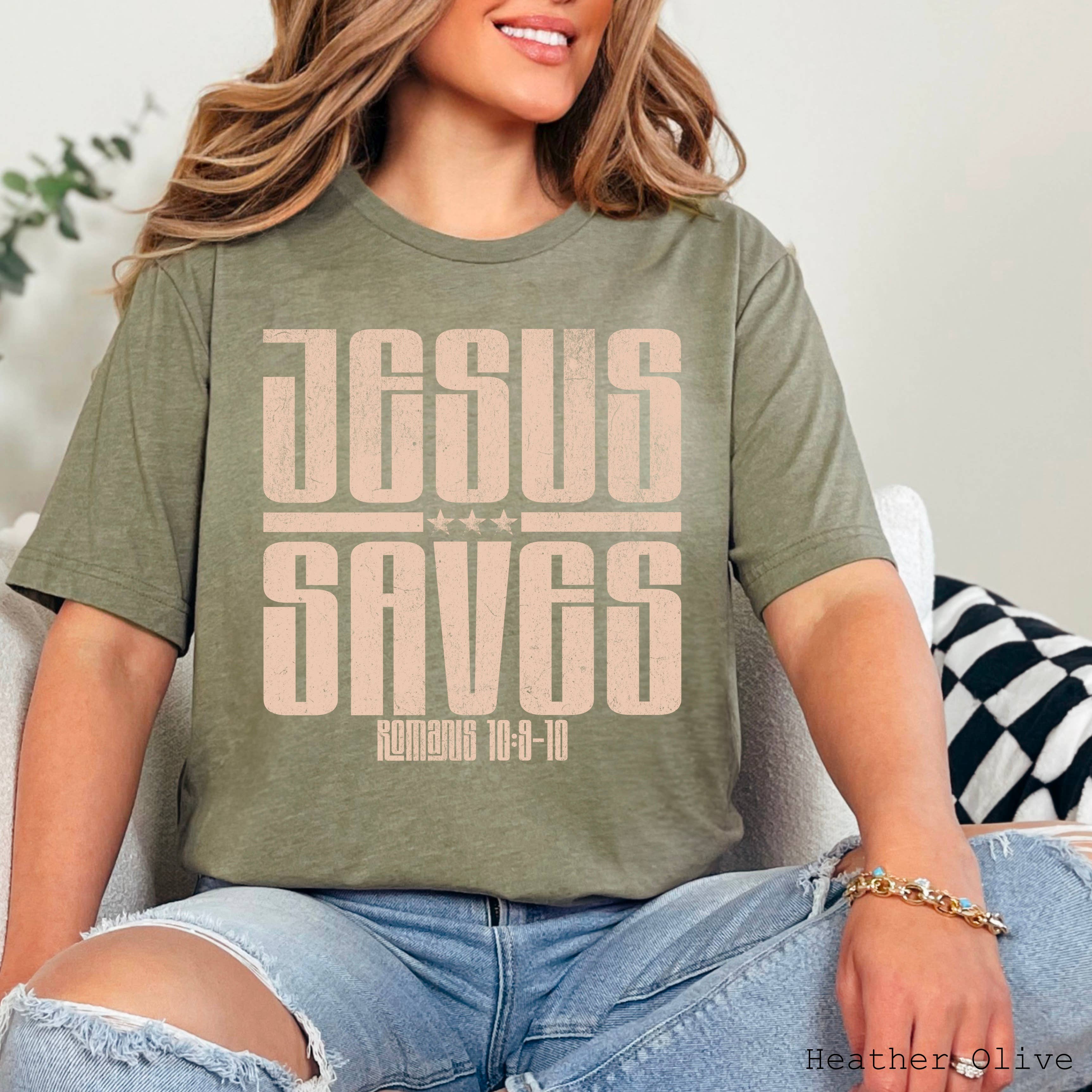 Jesus Saves Christian Graphic Tee Bella Canvas