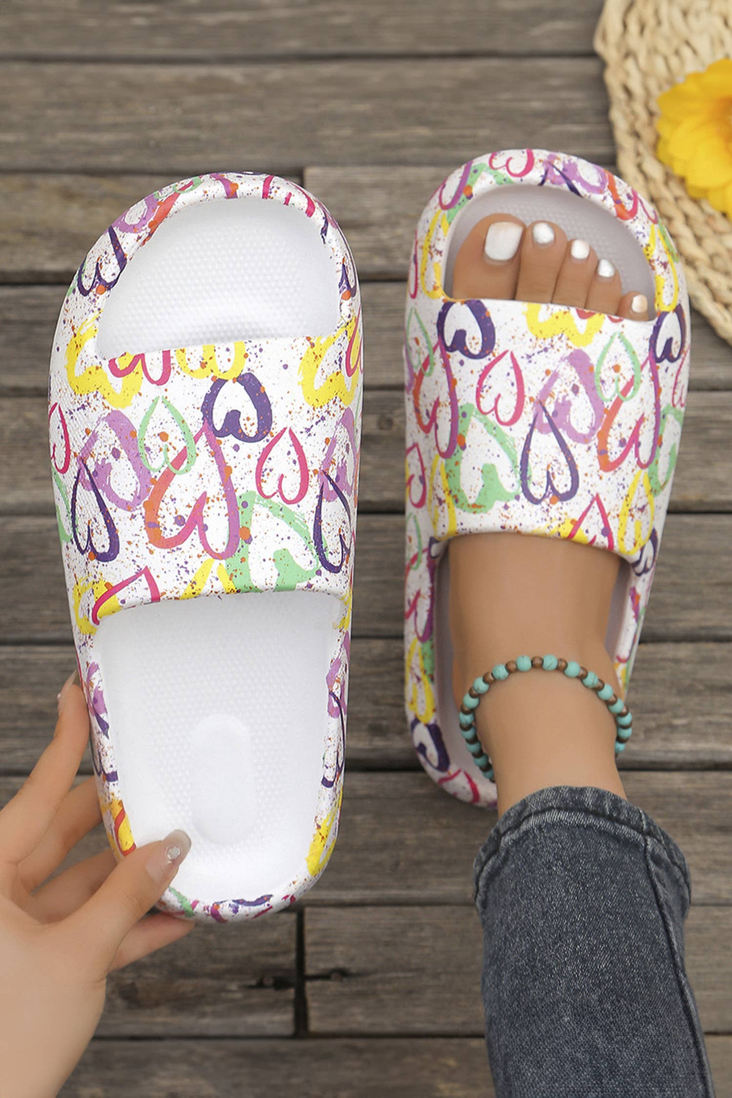 Colorful Heart Print Eva Slippers