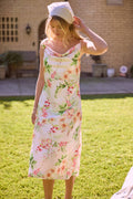 Rosette Detail Cowl Neck Slip Dress