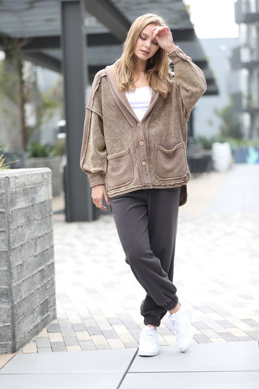 ...SI-21708 Premium Vintage Heavey F/Terry Button Front Jacket